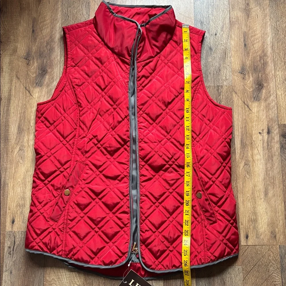 Lincoln Outfitters Red and Gray Quilted Lightweight Zip Up Puffer Vest New